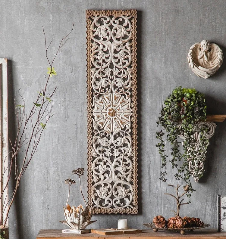 Vintage Antique Hollowed Out Wall Decoration Accents Living Room Bedroom Hangings Wall Decor Luxury Entrance Hall Background