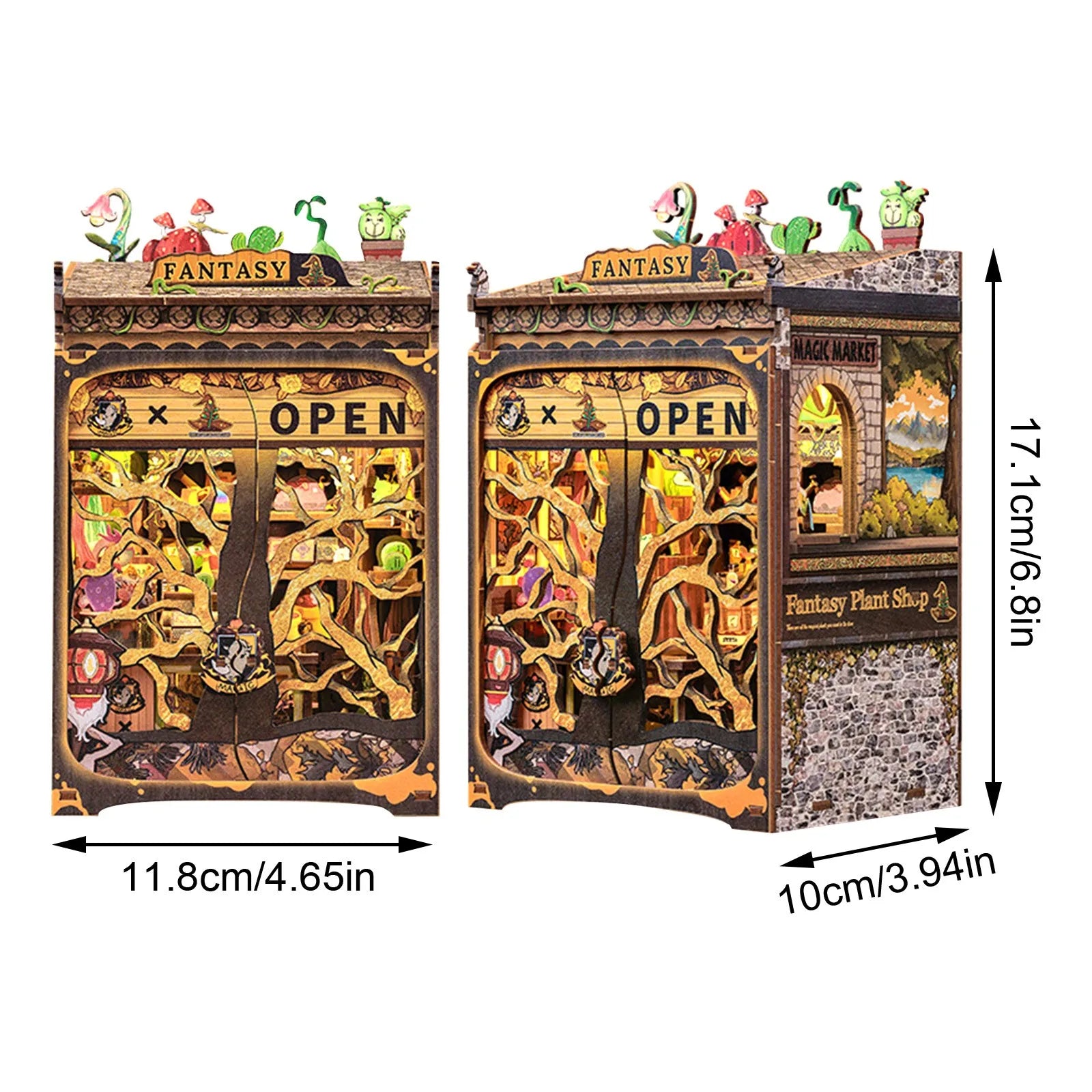 DIY Miniature House Dollhouse Library House Bookshelf Decor Vintage Book Corner Decoration Gift 3D Puzzle Decoration