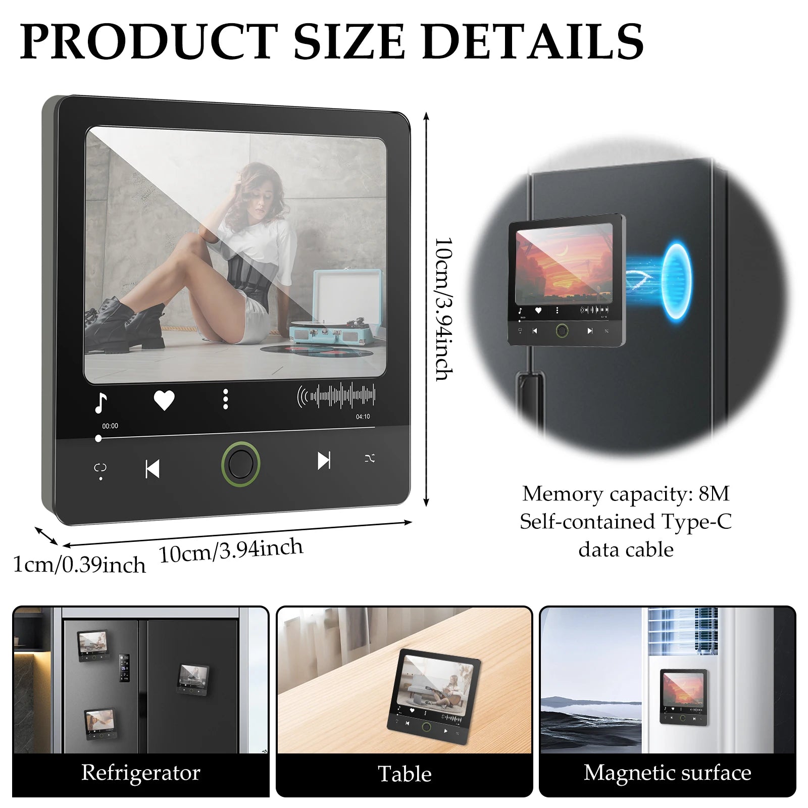 Acrylic Music Fridge Magnet Custom Music Album Fridge Sticker Compact Personalized Plaque Magnet Player With Built in Music