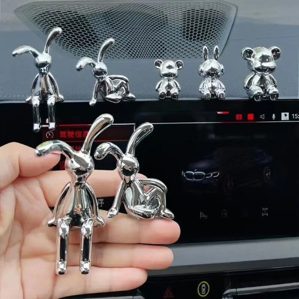 Car Interior Decoration Cartoon Animal Center Console Decor Room Dining Table Desk Figurines Miniatures Ornament Plating Rabbit