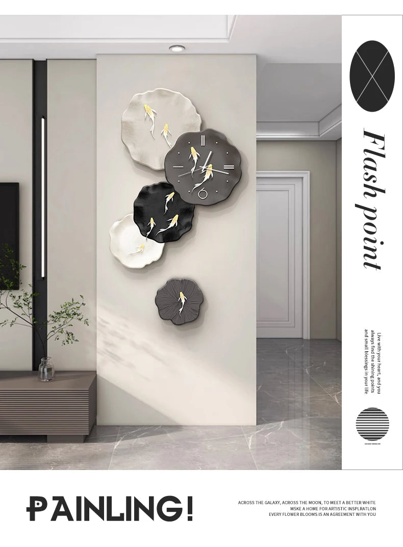 Abstract Art Living Room Decorative Painting Wall Clock Background Wall Clock Decoration Clocks Wall Home Decor