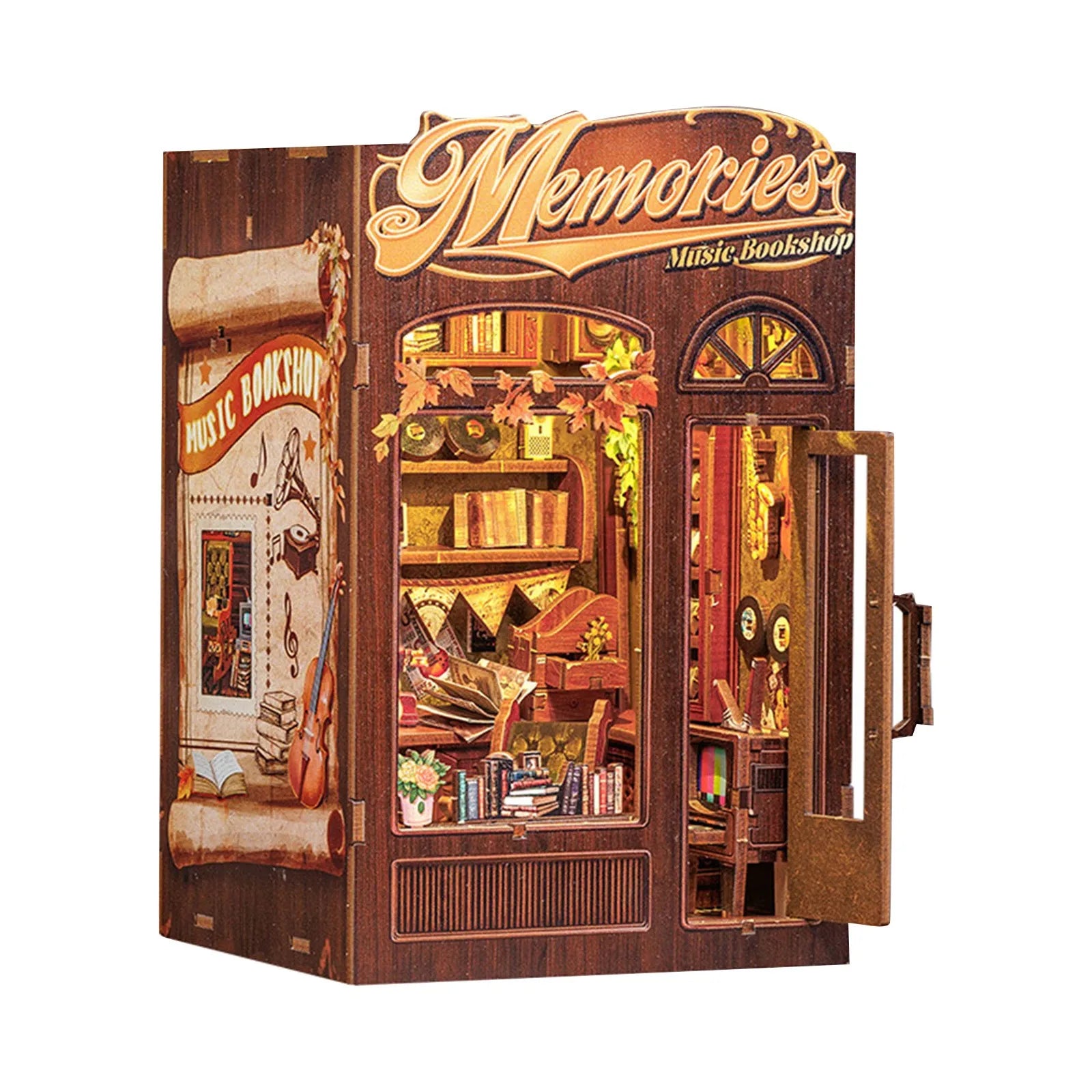 DIY Miniature House Dollhouse Library House Bookshelf Decor Vintage Book Corner Decoration Gift 3D Puzzle Decoration