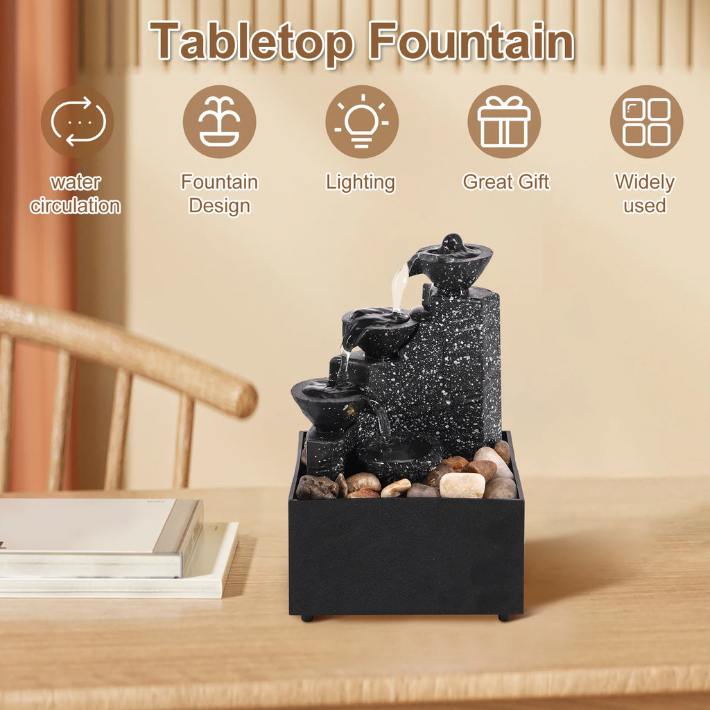 Tabletop Waterfall Decor Water Fountain Desktop Ornaments Feng Shui Flowing Water Waterfall Tabletop Landscape Decoration