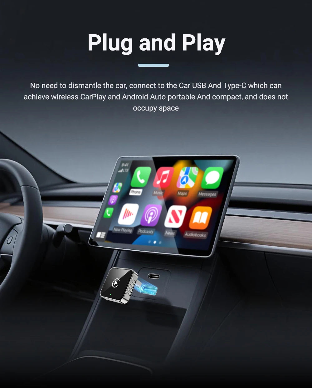 2 in1 Wired to Wireless CarPlay Auto Adapter for Car