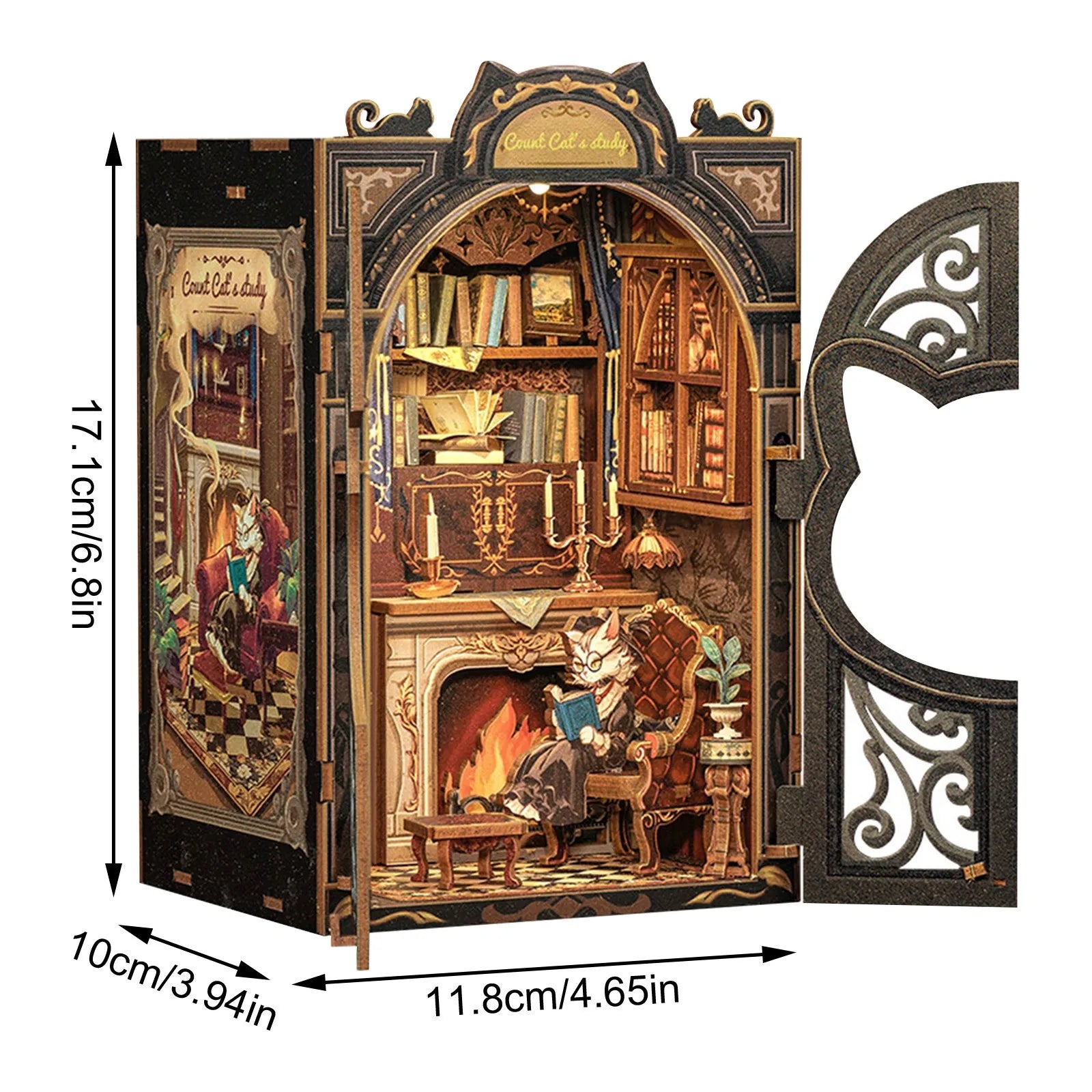 DIY Miniature House Dollhouse Library House Bookshelf Decor Vintage Book Corner Decoration Gift 3D Puzzle Decoration