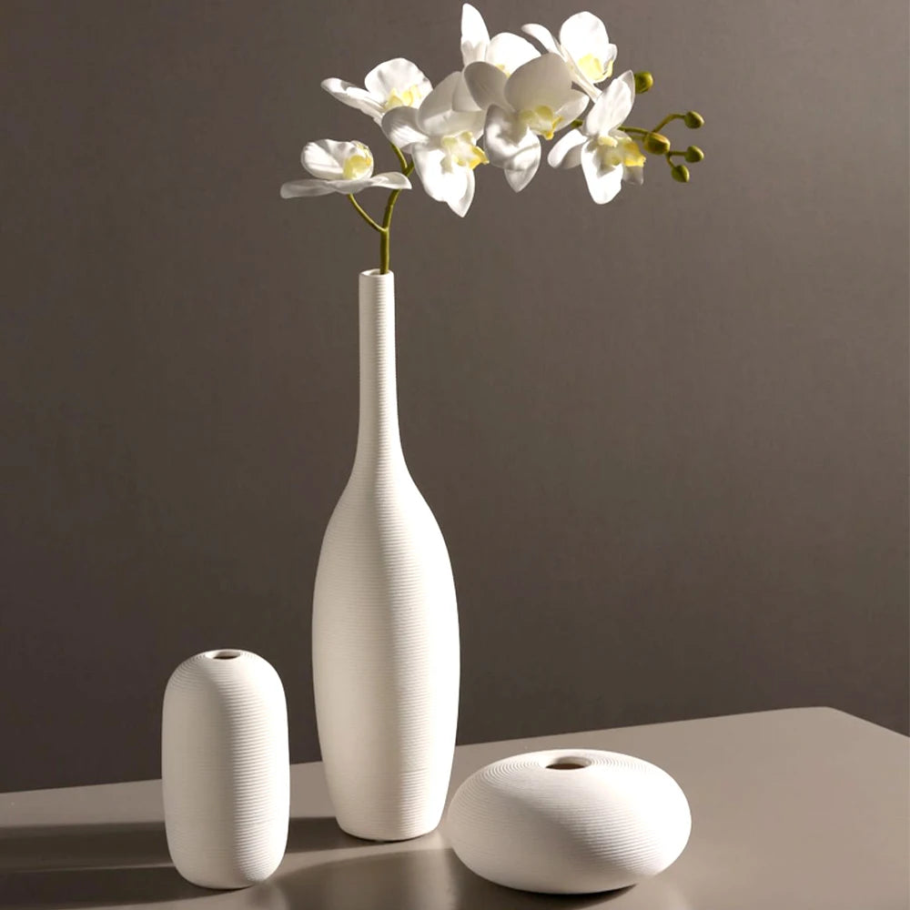 White Ceramic Vases Minimalist Home Decor Nordic Modern Room Kitchen Living Rome Shelf Decorations Crafts Ornaments