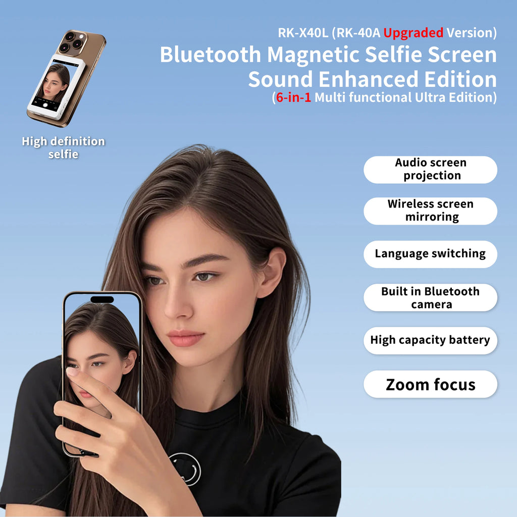 Magnetic Phone Vlog Selfie Monitor Screen Phone Rear Camera Self-Timer For Live Streaming Video Recording for iPhone Android