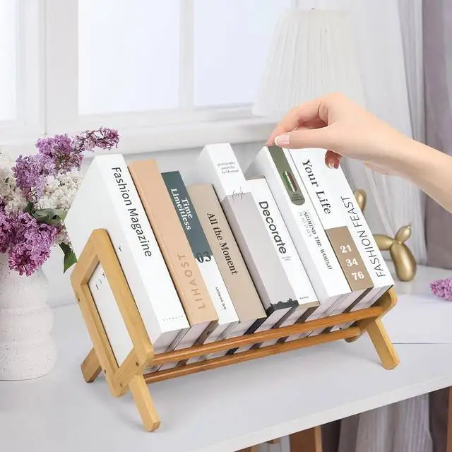 Simple Bookshelf Small Wood Bookshelf Student Desk Table Bookshelf Mini Wood Shelf Home Office Bookcase Wooden Shelves