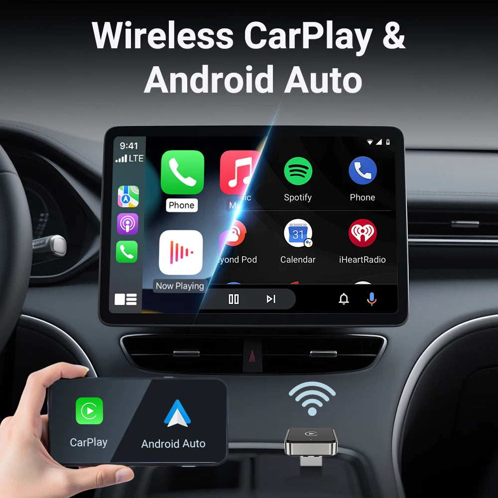 2 in1 Wired to Wireless CarPlay Auto Adapter for Car