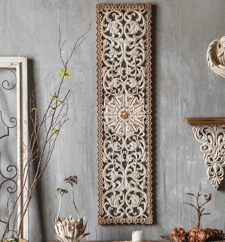 Vintage Antique Hollowed Out Wall Decoration Accents Living Room Bedroom Hangings Wall Decor Luxury Entrance Hall Background