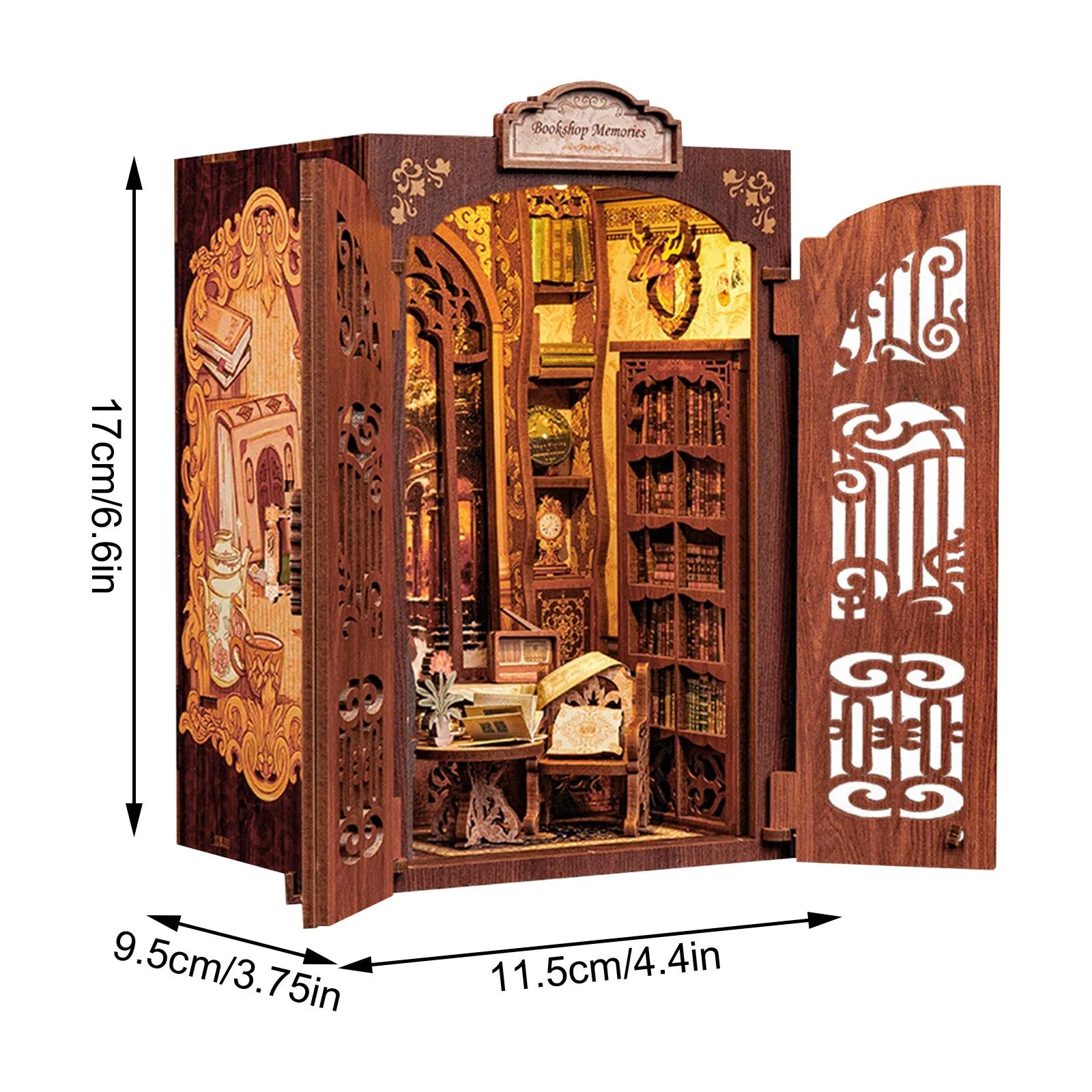 DIY Miniature House Dollhouse Library House Bookshelf Decor Vintage Book Corner Decoration Gift 3D Puzzle Decoration