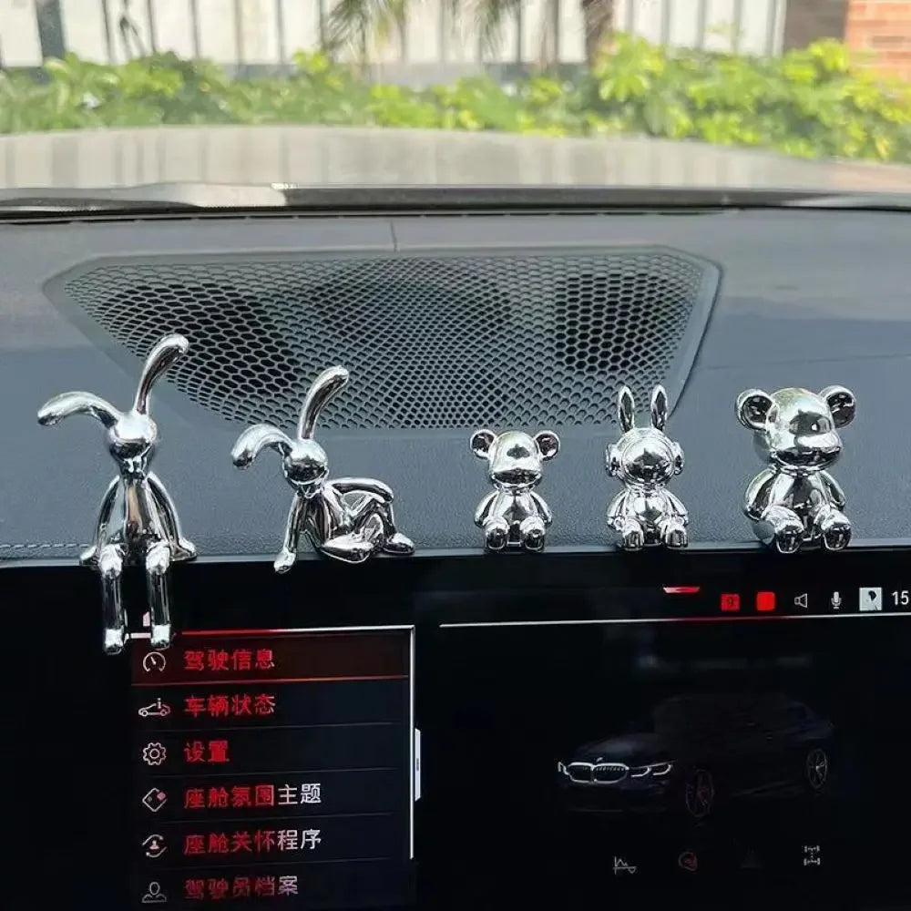 Car Interior Decoration Cartoon Animal Center Console Decor Room Dining Table Desk Figurines Miniatures Ornament Plating Rabbit