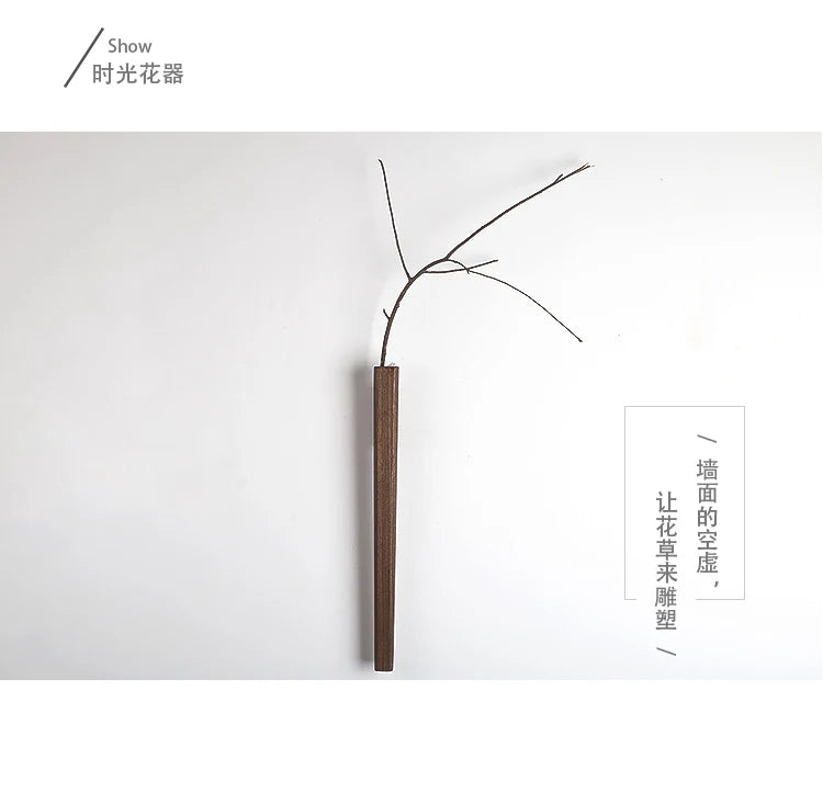 Home Wall Decoration Porch Wall Hanging Vase Living Room Bohemian Plant Flower Bottle Vase Wooden Solid Wood Flower Room Decor