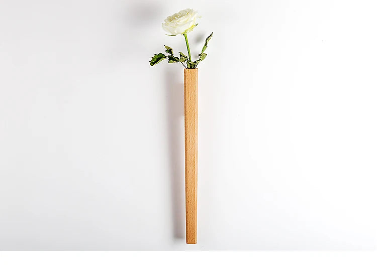 Home Wall Decoration Porch Wall Hanging Vase Living Room Bohemian Plant Flower Bottle Vase Wooden Solid Wood Flower Room Decor
