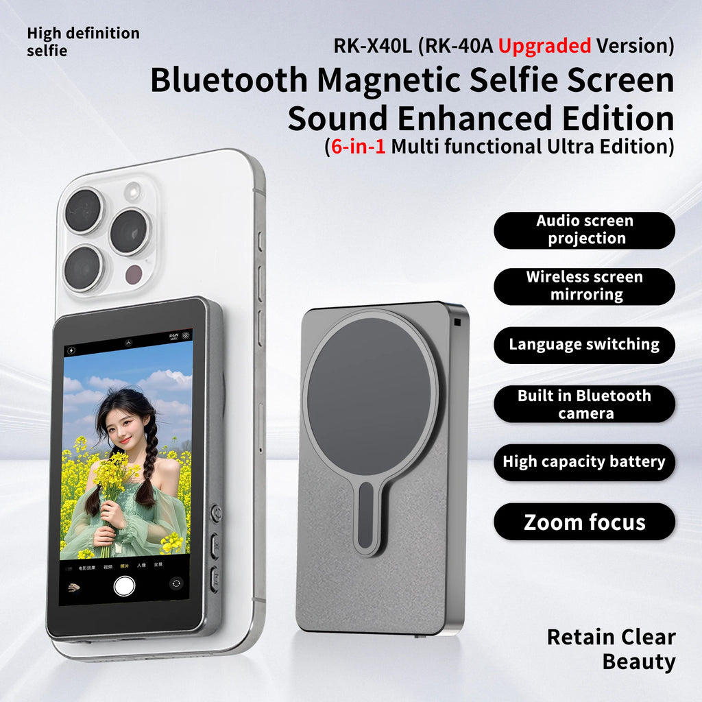 Magnetic Phone Vlog Selfie Monitor Screen Phone Rear Camera Self-Timer For Live Streaming Video Recording for iPhone Android