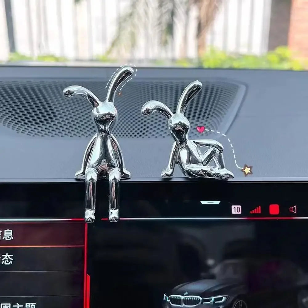Car Interior Decoration Cartoon Animal Center Console Decor Room Dining Table Desk Figurines Miniatures Ornament Plating Rabbit