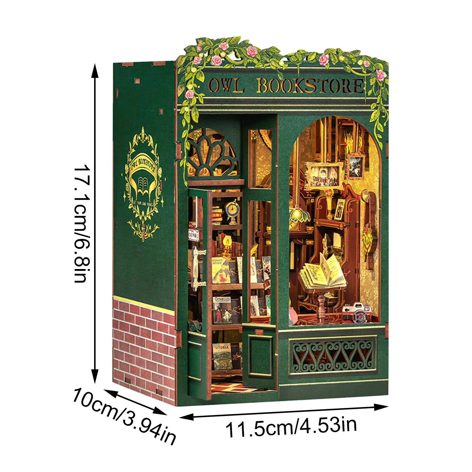 DIY Miniature House Dollhouse Library House Bookshelf Decor Vintage Book Corner Decoration Gift 3D Puzzle Decoration