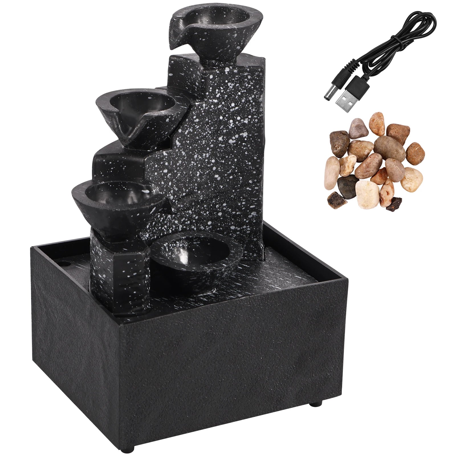 Tabletop Waterfall Decor Water Fountain Desktop Ornaments Feng Shui Flowing Water Waterfall Tabletop Landscape Decoration