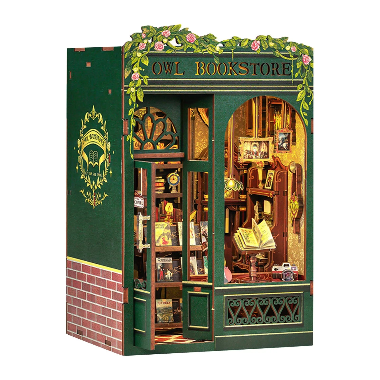 DIY Miniature House Dollhouse Library House Bookshelf Decor Vintage Book Corner Decoration Gift 3D Puzzle Decoration