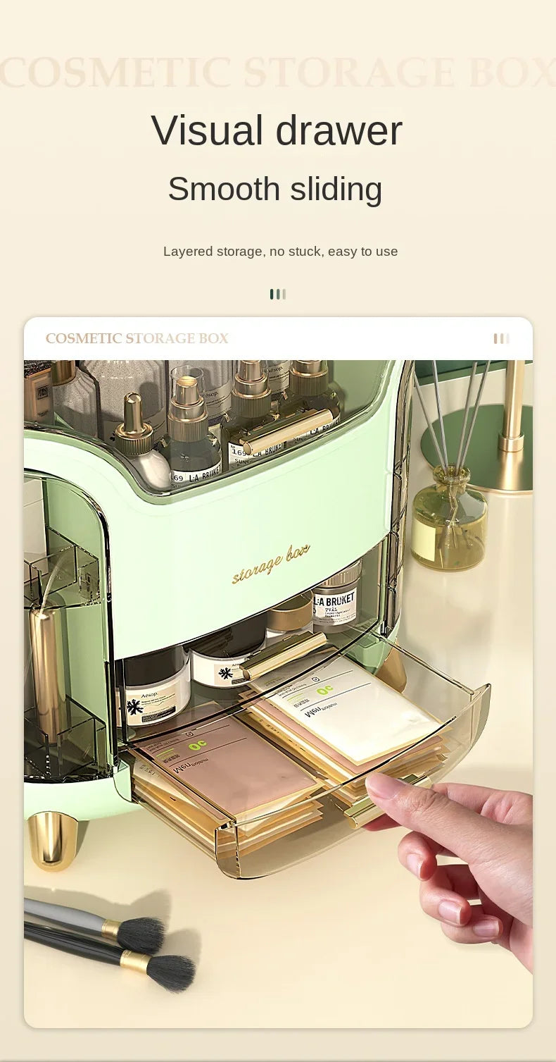 Bathroom Dressing Table Sundries Container Transparent Desk Makeup Organizer Box Large Capacity Cosmetic Jewelry Storage Drawer