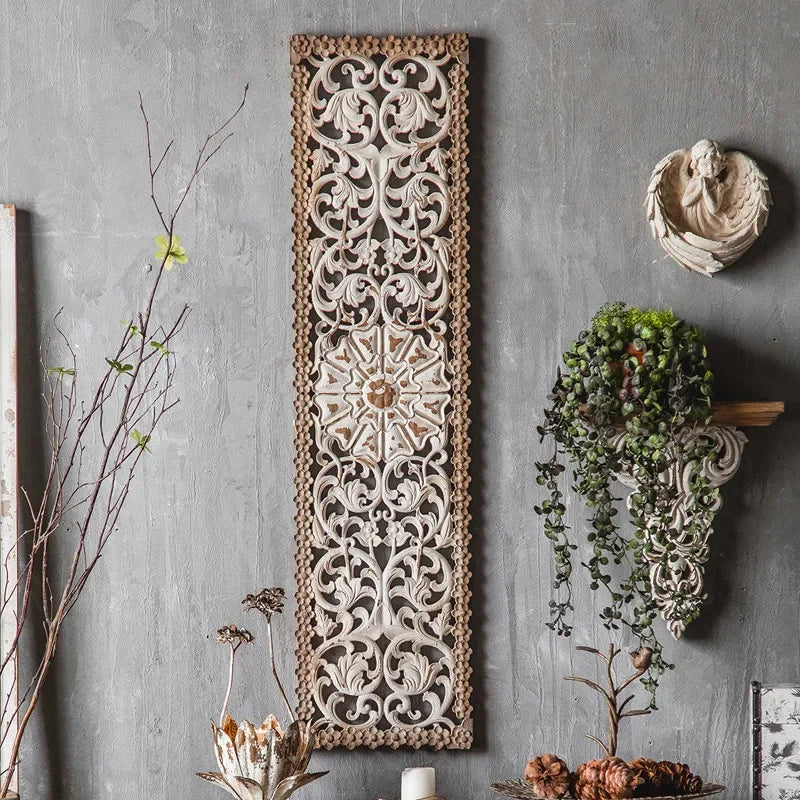 Vintage Antique Hollowed Out Wall Decoration Accents Living Room Bedroom Hangings Wall Decor Luxury Entrance Hall Background