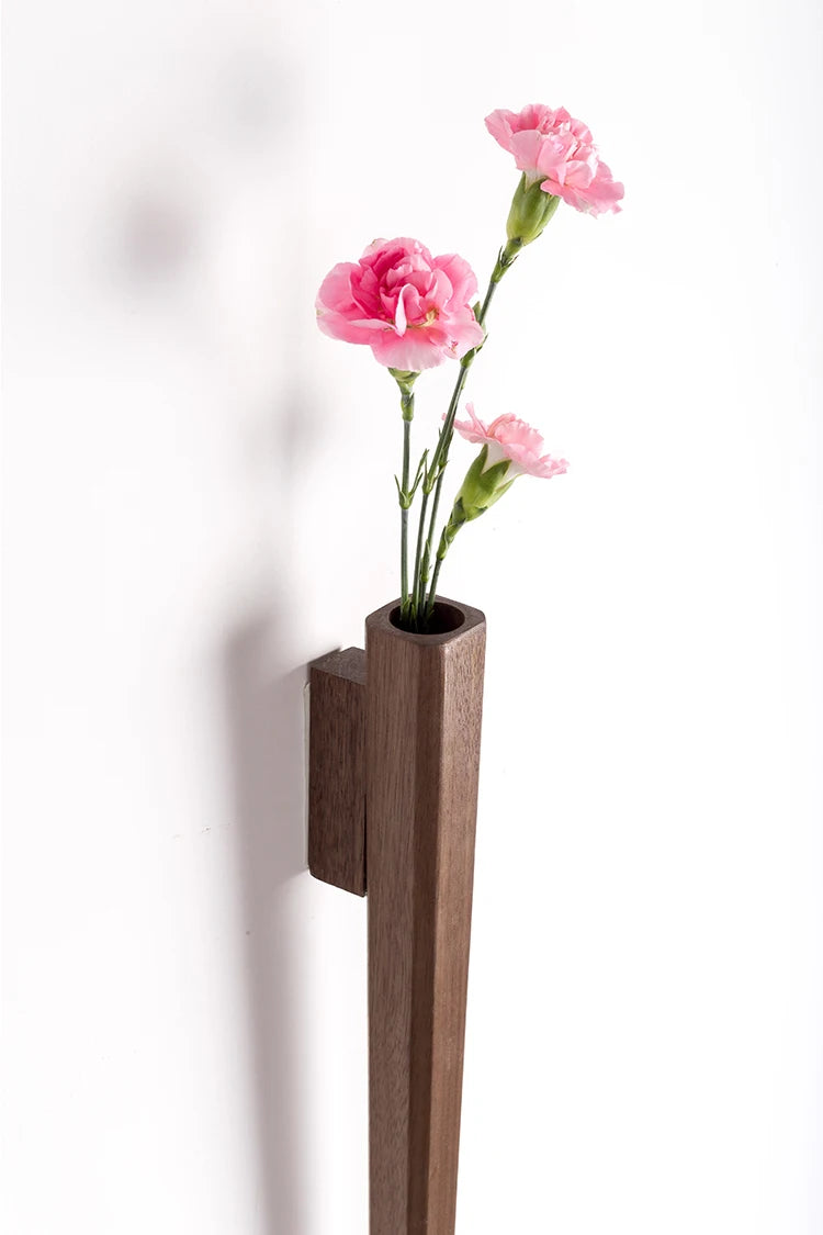 Home Wall Decoration Porch Wall Hanging Vase Living Room Bohemian Plant Flower Bottle Vase Wooden Solid Wood Flower Room Decor