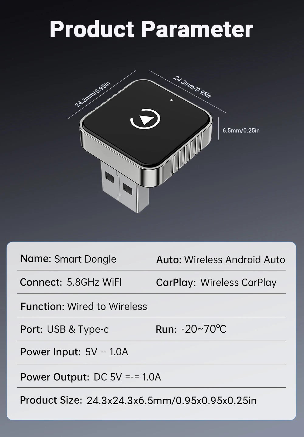 2 in1 Wired to Wireless CarPlay Auto Adapter for Car